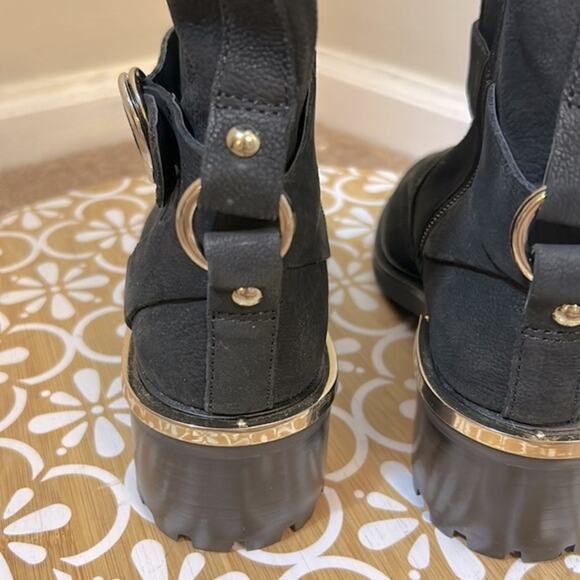 NWT Vince Camuto black nubuck leather Kerivini buckle detail boots - Picture 11 of 15